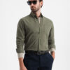 Ombre Men's cotton REGULAR FIT shirt with pocket - khaki