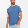 Ombre Men's cotton T-shirt with fine embroidery - dark blue