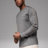 Ombre Men's cotton U-neck longsleeve with piping and chest print - grey