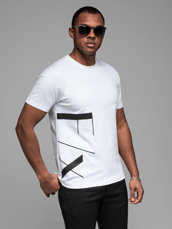 Ombre Men's cotton jersey t-shirt with large side lettering - white