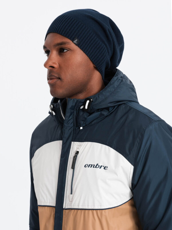 Ombre Men's cotton knit winter beanie hat - navy blue