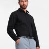 Ombre Men's cotton shirt with pocket REGULAR FIT - black