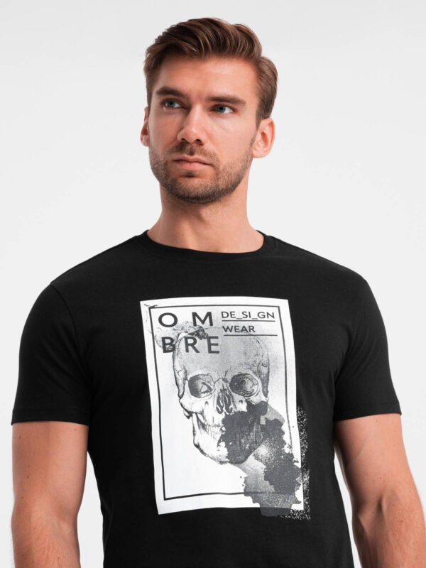 Ombre Men's cotton skull shirt - black
