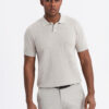 Ombre Men's cotton structured knit polo shirt - beige