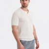 Ombre Men's cotton structured knit polo shirt - broken white
