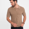Ombre Men's cotton structured knit polo shirt - light brown
