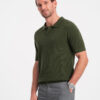 Ombre Men's cotton structured knit polo shirt - olive