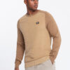 Ombre Men's cotton sweater with patch and raglan sleeves - brown