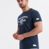 Ombre Men's cotton t-shirt with college style print - navy blue