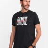 Ombre Men's cotton t-shirt with double logo - black