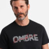 Ombre Men's cotton t-shirt with double printed logo - black