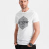 Ombre Men's cotton t-shirt with geometric print and logo - white