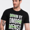 Ombre Men's cotton t-shirt with large inscription - black