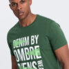 Ombre Men's cotton t-shirt with large inscription - green