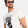Ombre Men's cotton t-shirt with skull - white