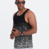 Ombre Men's cotton tank top with gradient print - black