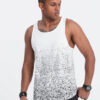 Ombre Men's cotton tank top with gradient print - white