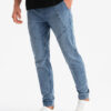 Ombre Men's denim joggers with asymmetrical stitching - blue