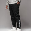 Ombre Men's denim joggers with piping - black