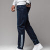 Ombre Men's denim joggers with piping - dark blue