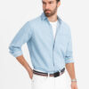 Ombre Men's denim shirt with embroidered pocket - light blue