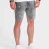 Ombre Men's denim short shorts with holes - gray