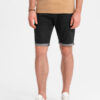 Ombre Men's denim shorts with rolled up legs - black