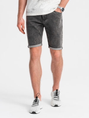 Ombre Men's denim shorts with rolled up legs - gray