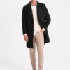 Ombre Men's double-breasted lined coat - black