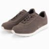 Ombre Men's eco leather sports sneaker shoes with suede finish - dark brown