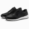 Ombre Men's eco leather sports sneakers shoes - black