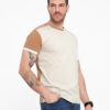 Ombre Men's elastane t-shirt with colored sleeves - brown