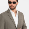 Ombre Men's elegant SLIM FIT jacket with rayon - olive