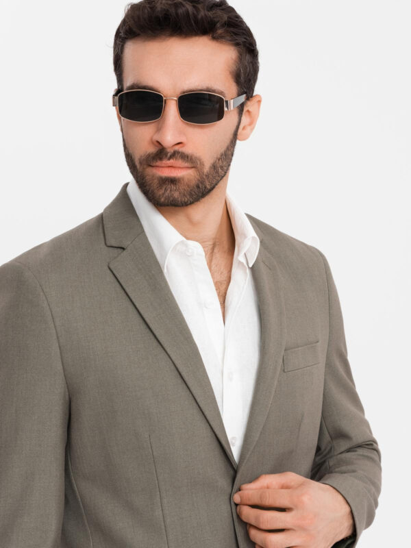 Ombre Men's elegant SLIM FIT jacket with rayon - olive