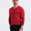 Ombre Men's elegant V-neck BASIC sweater with viscose - red