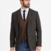 Ombre Men's elegant plaid blazer with wool blend - graphite
