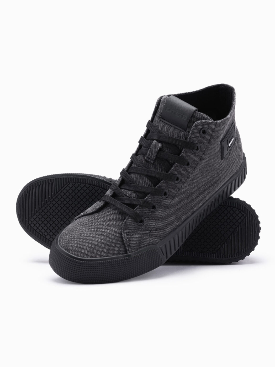 Ombre Men's high top canvas sneakers shoes - black
