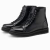 Ombre Men's high top shoes in shiny eco leather - black