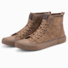 Ombre Men's high-top sneakers with decorative piping - brown