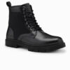 Ombre Men's high-top trapper boots with combined materials - black