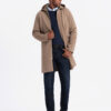 Ombre Men's hooded coat in fine stripe - coffee