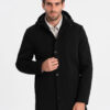 Ombre Men's insulated coat with hood and concealed zipper - black