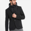 Ombre Men's jacket with high collar and hood - black