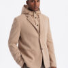Ombre Men's jacket with high collar and hood - light brown