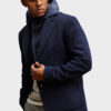 Ombre Men's jacket with hooded lining and high collar - navy blue