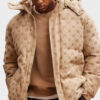 Ombre Men's jacquard patterned puffer jacket-brown