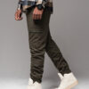 Ombre Men's jogger pants with cargo pockets and print - dark olive green