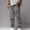 Ombre Men's jogger pants with cargo pockets and print - gray