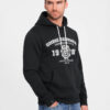 Ombre Men's kangaroo hoodie with college style print - black