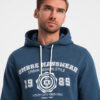 Ombre Men's kangaroo hoodie with college style print - navy blue